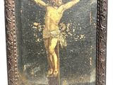 an old painting of a man on a cross with a cross on it