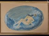 an image of a painting of a woman in the ocean
