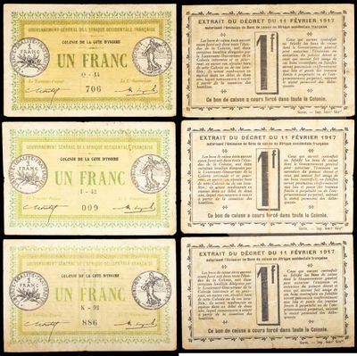 quatre anciens billets de banque français différents représentant un homme