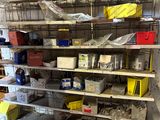 a shelf with many items on it in a room