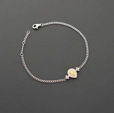 Bracelet à maille gourmette en or gris 18k 750 millièmes orn…