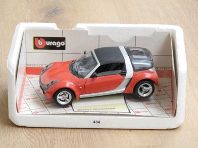 une petite voiture miniature dans une boîte posée sur une table
