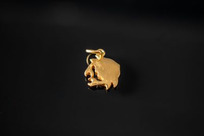 un pendentif en forme d'éléphant doré sur fond noir