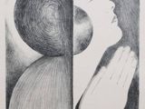 an image of a drawing of a woman ' s face and hands