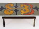 an image of a table with a tile design on it