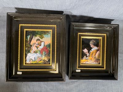 Limoges, lot de deux émaux peints, Atelier A.