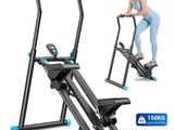 an image of a woman is standing on a stationary exercise bike