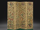 a pair of four panels with floral designs on them