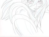 dessin d'anime représentant une jeune fille aux cheveux longs et aux yeux roses