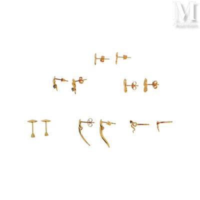 Lot de boucles d'oreilles Lot de puces d'oreilles en or jaun… - Photo 1