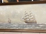 une image d'un tableau représentant un bateau dans l'eau