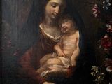 a painting of a woman holding a child in her arms