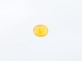 Une orange flotte dans les airs sur un fond blanc