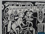 drawing of a man riding a bike with a woman on the back