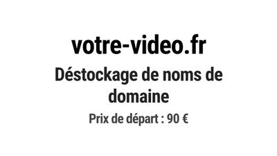 Nom de domaine votre-video.fr. Catégorie: Photographie et vi…