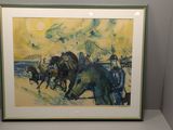 une image d'une photo d'un tableau représentant des chevaux, exposé