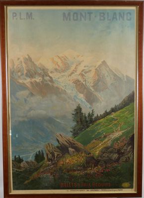 painting of a mountain scene with a mountain range in the background