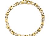 un bracelet en or et en argent à maillons carrés