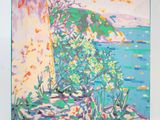 an image of a painting of a view of the ocean from a window