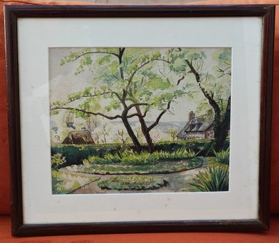 Aquarelle sur papier Paysage non signée dim à vue hors cadre…