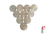 a lot of coins arranged in the shape of a heart