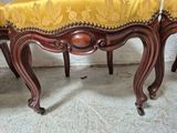 yellow upholstered upholstered bench with gold upholstered seat