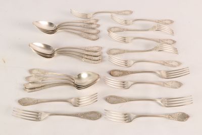a lot of silver spoons and forks on the table