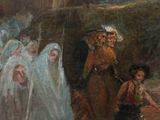 a painting of a group of people dressed in white