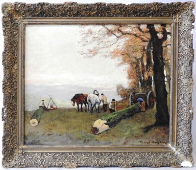 École de L'EST Bûcherons découpant un arbre.