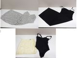 three pictures of a woman ' s underwear and bra top on a table