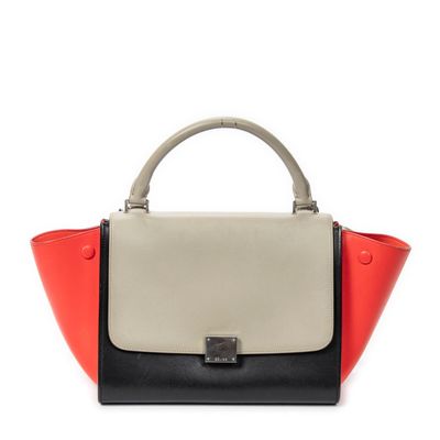 CELINE - SAC à main modèle "Tricolore Trapèze" en cuir taupe…