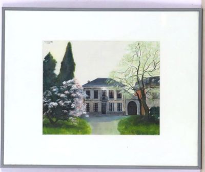 Nicole CAPLAIN (née en 1947). "Maison vue du jardin", techni…