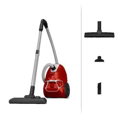 un gros plan sur un aspirateur rouge et un aspirateur noir et blanc