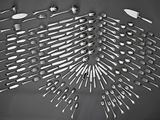 black and white photograph of a heart made out of forks and spoons