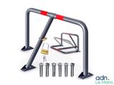 un gros plan sur un porte-vélos composé de quatre pièces métalliques