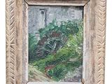an image of a painting of a house with a garden in the foreground