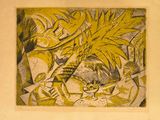 une image représentant un dessin jaune et noir d'une plante