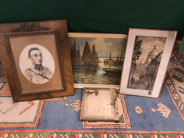 Huile sur toile les voiliers, portrait militaire, cadre photo, gr...