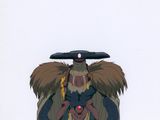 animation animation production cel of a man with a large hat and large wings