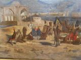 un tableau représentant un groupe de personnes assises par terre