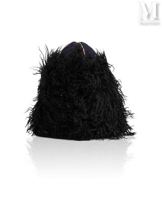 an image of a black hat with feathers on it