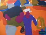 a picture of a painting of a group of people on a field