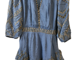 an image of a blue dress on a hanger