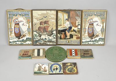 several different items are displayed on a table in a room
