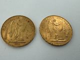 two pieces of gold coins, one of which is a woman and one of which is a man