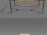 trois vues différentes d'une table basse avec un plateau en verre