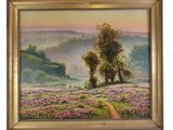 une image d'un tableau représentant un paysage avec des arbres au premier plan