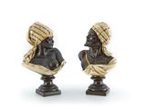 paire de bustes africains représentant un homme et une femme