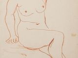 l'image d'un dessin d'une femme nue assise sur le sol