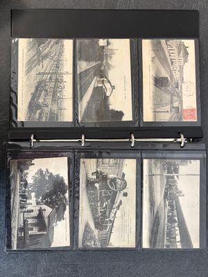 a black and white photo of a book with pictures on it
